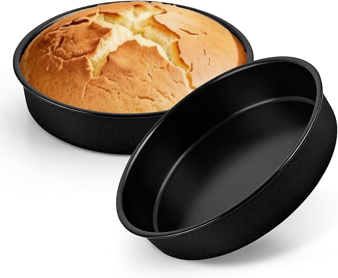 P&P CHEF 9 Inch Cake Pan Set of 2, 2 Pcs Nonstick Round Cake Baking Pans | Stainless Steel Core & Non-stick Coating, Layer Cakes Tin for Cooking, Ideal for Birthday Wedding, Oven & Dishwasher Safe