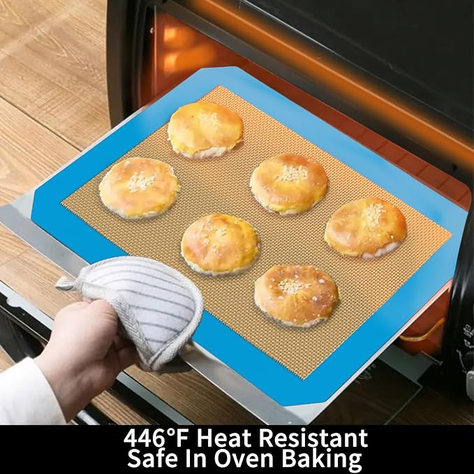 Small Silicone Baking Mats, Set of 4,11-4/5x8-1/4 Inch Quarter Sheet Size, Non Stick, BPA Free, 1/4 Baking Sheet Pan Liner for Cookies, Macaron, Bread, Pastry, Toaster (Multi Colors)