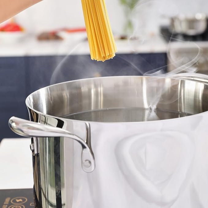 KEAWELL K3 Premium Tri-Ply Fully Clad Stockpot with Lid (8-Qt) | 8-Qt Tri-Ply Fully Clad Stainless Steel Soup Pot; Compatible with All Stovetops; Oven Safe to 600°F