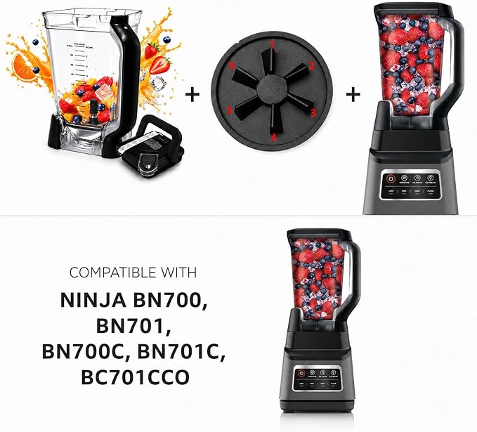 72oz XL Replacement Blender Pitcher for Ninja BN701, with Lid | Compatible with Ninja BN701C BN700C BC701CCO. Dishwasher safe heavy-duty thickened. BPA-free food-grade.