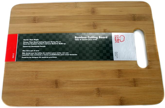 Chef Craft Classic Bamboo Cutting Board, 11 X 15 Inch, Natural