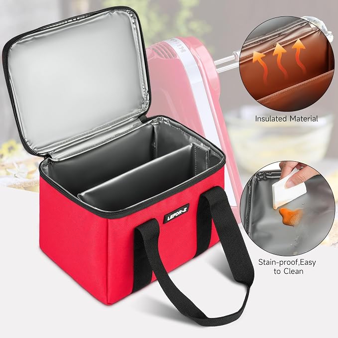 Carrying Bag Case Fits for KitchenAid 5/6/7/9 Ultra Power Speed Hand Mixers | Hand Mixer Travel Bag,Portable Storage Organized Case Fits for Kitchen Aid Mixer Accessories,Red(Bag Only)