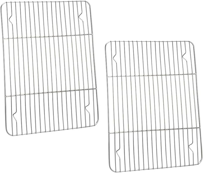 P&P CHEF 11.6" x 9" Cooling Baking Wire Racks Pack of 2, Silver | Stainless Steel Cooling Racks for Cooking Baking Roasting Grilling Drying, Dense Wires & Smooth Edge, Easy Clean & Rust Proof