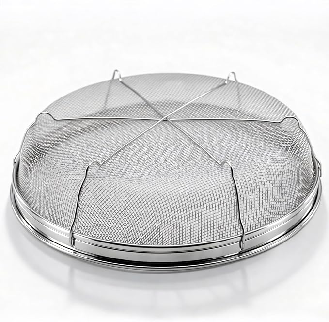 Fine Mesh Strainer for Kitchen, Stainless Steel Colander Bowl for Pasta, Rice, Fruit, Metal Net Baskets with Resting Base - Strain, Drain, Rinse (Diameter 9.84 inch)