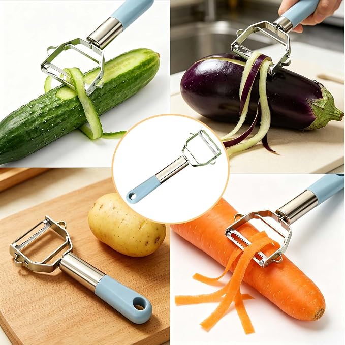 Y-Shaped Vegetable Peeler Non-Slip Stainless Steel Handle for Potato | Ergonomic Handle,Swivel Serrated Blade,Built-in Potato Eye Remover,Fits Pumpkin Veggie, Peelers for Kitchen,Dishwasher Safe