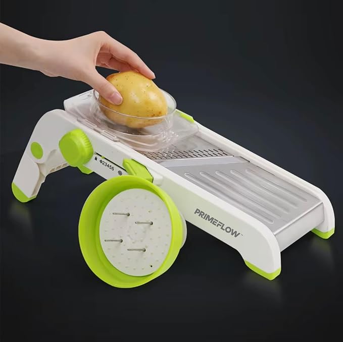 Mandoline Slicer for Kitchen — Adjustable Stainless Steel Vegetable Slicer with Safety Guard | 6 Thickness Settings | Julienne, Slice, Dice & Crinkle Cut | Compact & Foldable Food Slicer