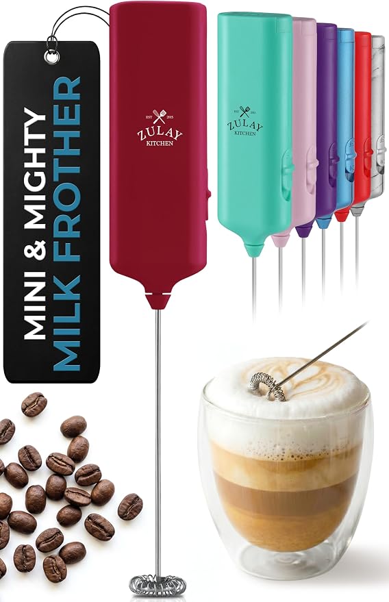 Mini & Mighty Milk Frother Wand – Powerful Handheld Coffee Frother, Battery Operated Drink Mixer – Compact Pocket Size – Detachable Whisk for Latte, Cappuccino, Matcha, Hot Chocolate