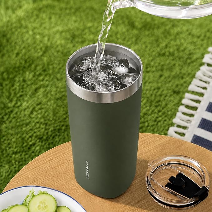 NESTALLY Crafted 20oz Stainless Steel Insulated Tumbler with Lid,OliveGreen | Stainless Steel Double Wall Vacuum, BPA Free,Travel Coffee Mug Keeping Drink Cold & Hot,Gifts for Women Men Her Him