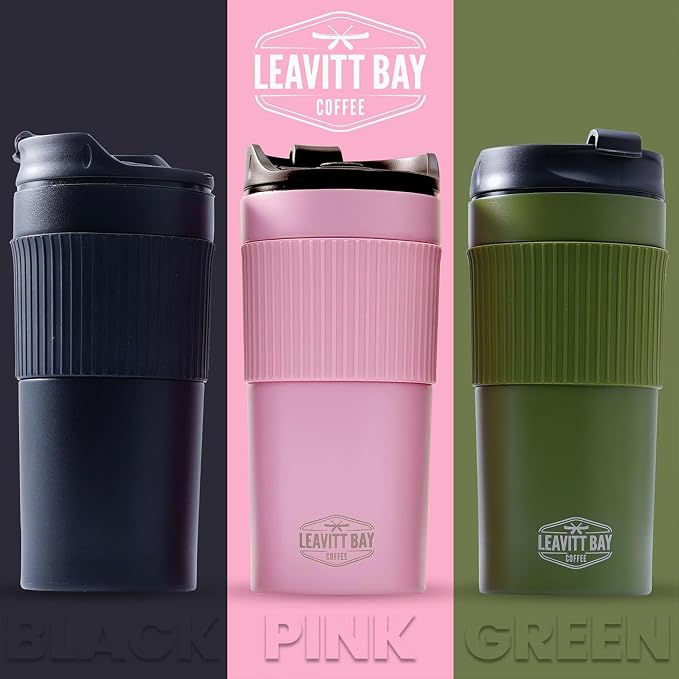 Pink Portable French Press Travel Mug & Coffee Maker | Leak-resistant lid Double-wall vacuum insulation ideal for camping & travel
