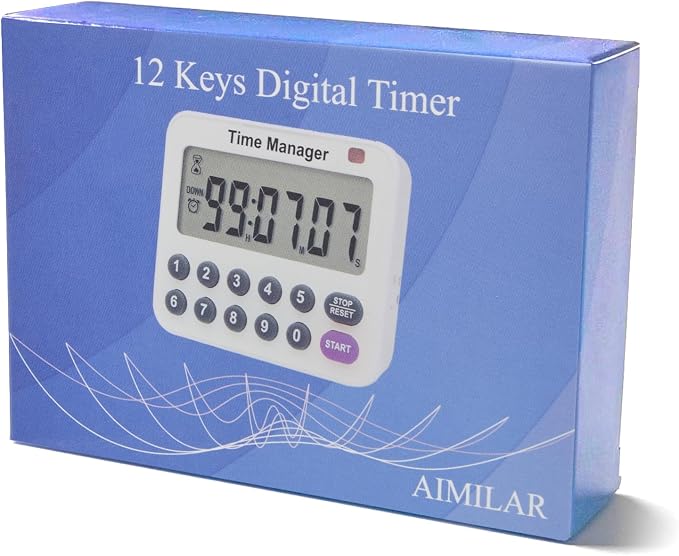 AIMILAR Magnetic Digital Kitchen Timer with Direct Numerical Keypad, Loud Alarm - 99Hr Countdown Count Up Timer for Cooking Baking Classroom, Batteries Included