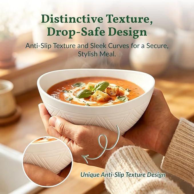 Wheat Straw Serving Bowls Unbreakable Serving Bowls for Kitchen, Camping, Party, RV, Microwave and Dishwasher Safe Soup Bowls 26 OZ Popcorn Bowls Reusable (4 PCS White)