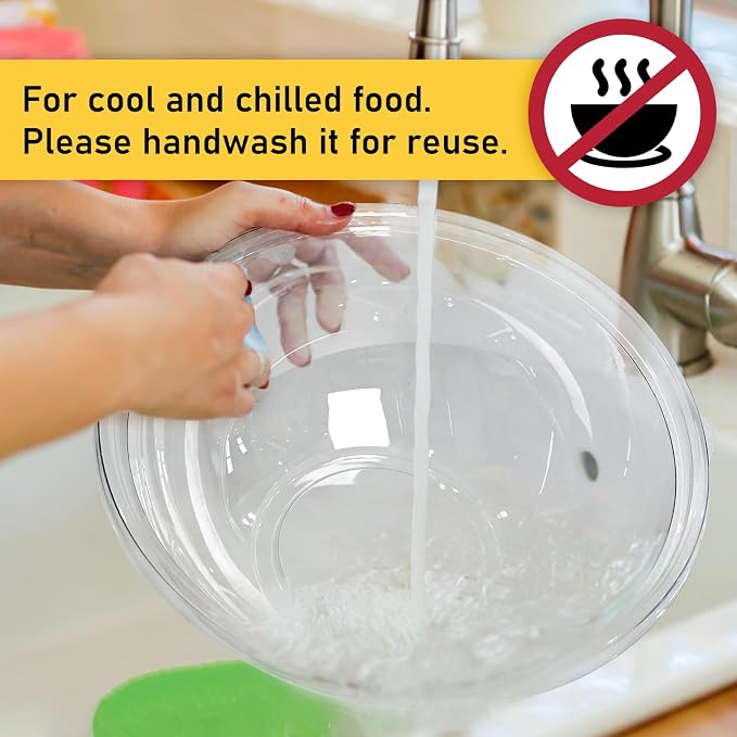 EcoDispose 160 oz Clear Disposable Round Plastic Salad Bowl Sets, 16 Pcs | 4 Sets with Lids, Spoons & Forks, Heavy-Duty Salad Serving Bowl for Catering & Parties