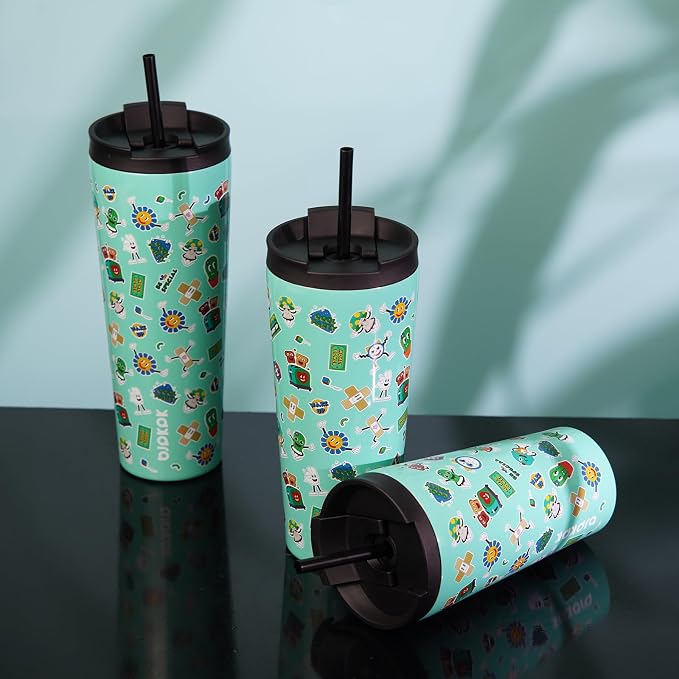 BJPKPK 30 oz Coffee Tumbler with Straw, Insulated Stainless Steel Cup | Double Wall Vacuum, Leak Proof Lid, Keeps Hot/Cold/Iced, BPA Free, Travel & Outdoor, Spring Party-Green