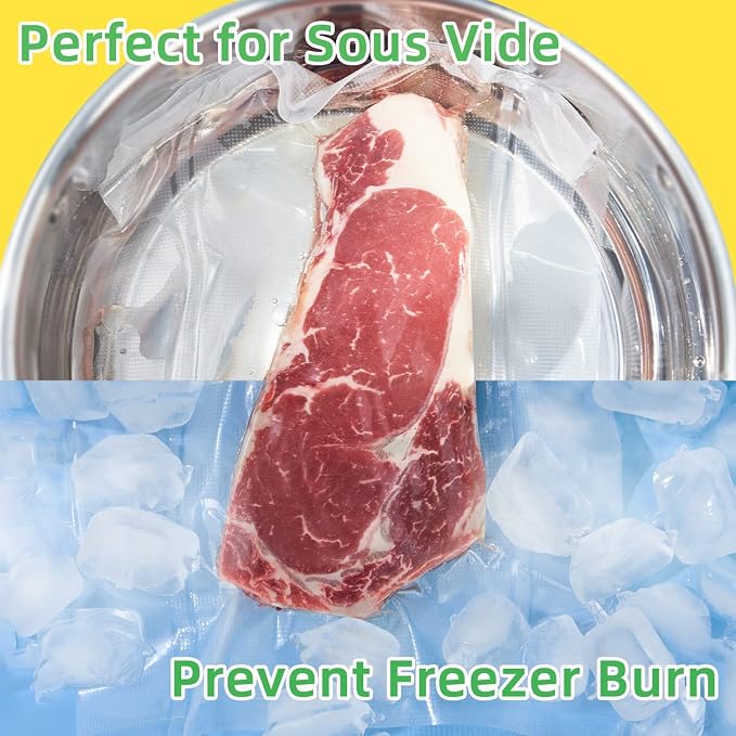 100 Quart 8” x10” Vacuum Sealer Bags, Airtight,Pre-cut,Heavy Duty BPA-Free Commercial Grade,for Sous Vide & Vacuumed Storage, Vac Seal Bags,for Food Saver & Seal a Meal Machines