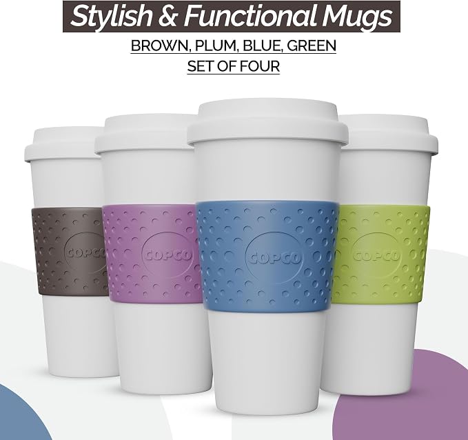 Copco Acadia Travel Mug, 16 Oz - Black, Plum, Blue, Green, Set of 4