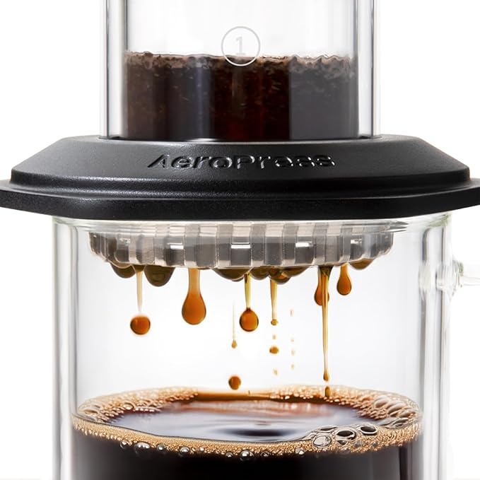 AeroPress Premium Coffee Press, Glass, Stainless Steel & Aluminum, Black | Glass, Stainless Steel & Aluminum, All-in-One French Press, Pour-Over & Espresso Style, Manual Brewer