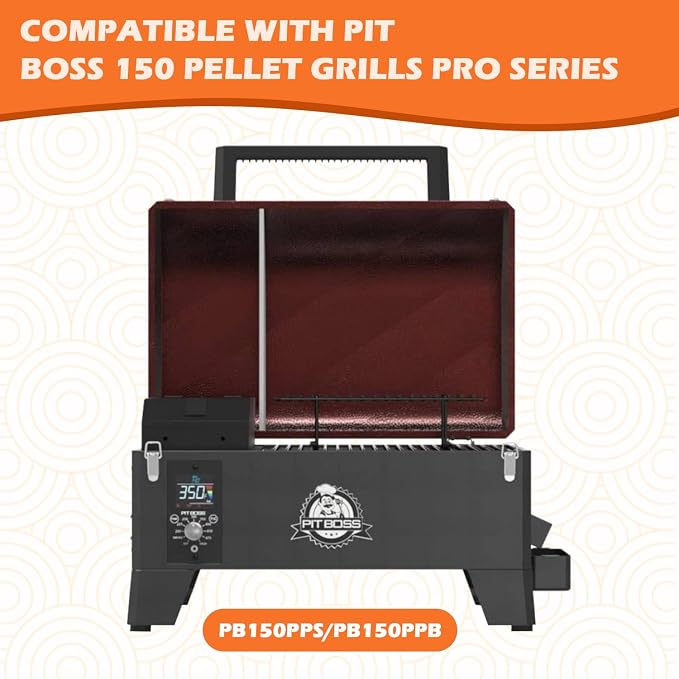 Flame Broiler Kit for Pit Boss Pro Series II Tabletop Portable 150 Pellet Grills Heat Deflector Plate and Slide Cover Replacement Parts for Mahogany 150PPS, Replace Pitboss 31971