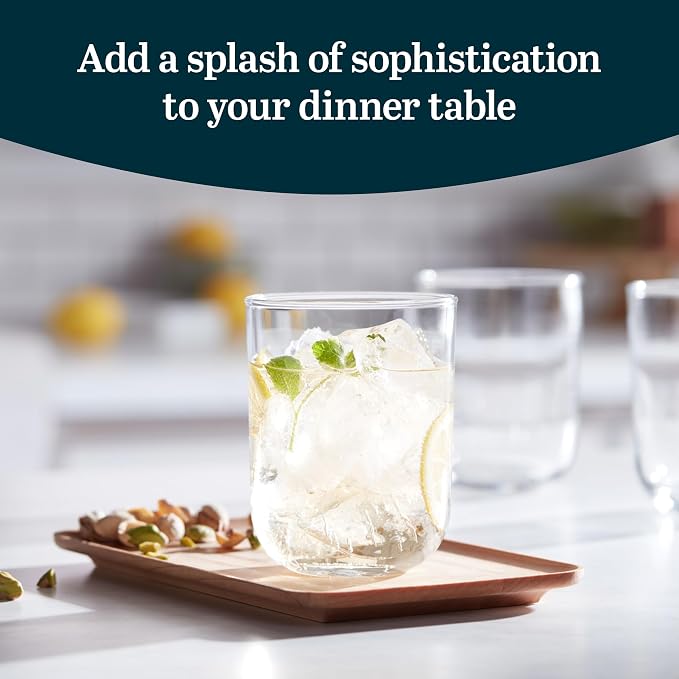 Libbey Polaris Rocks Glasses Set, Sophisticated Glassware Drinking Glasses Set of 8, Dishwasher Safe Glasses for Birthdays, Weddings, Anniversaries