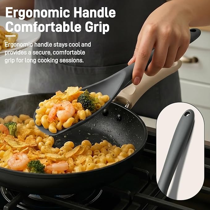 3 PACK Silicone Cooking Spatula & Spoon for Nonstick Cookware, BPA-Free | Multifunction Spoonula for Baking, Cooking, Serving, Mixing, Stirring, Scoop, Scrape - One-Piece Formed, Dishwasher Safe