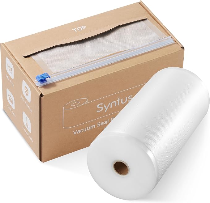 Syntus 8" x 150' Vacuum Sealer Bags for Food Seal Rolls with Cutter | BPA Free, Sous Vide Microwave Freezer Safe, Custom Size, Effortless and Precise Cutting, Works with All Vacuum Sealers