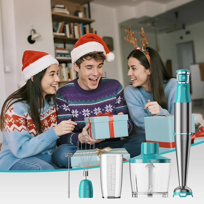 Turelar Immersion Blender Handheld 5 in 1 Hand Blender Set 1100W Heavy Duty | Trigger Variable Speed, Emulsion Stick Mixer with Food Processor, Whisk, Frother, for Soup, Puree, Baby Food, Anti-scratch