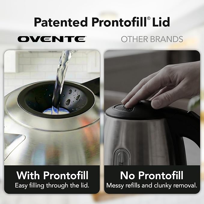 OVENTE 1.8L Glass Electric Kettle with Tea Infuser, Silver KGD752S | 1500W Fast Boiling, Easy Fill Lid, 7 Temperature Control, Keep Warm, Digital Display, Auto Shut-Off, Boil-Dry Protection