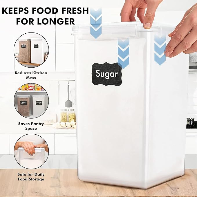 2 PC [7 Qt / 6.5L / 220 Oz] Large Food Storage Containers with Lids Airtight - BPA Free Clear Plastic Kitchen and Pantry Storage Containers for Cereal, Flour, Sugar, Rice