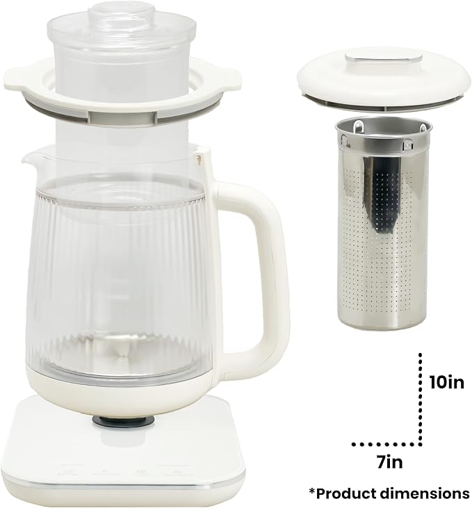 Double-Layer Electric Kettle1.5L with Stew Pot,Glass Health Pot, 9-in-1 Glass Tea Maker, Programmable Touch Panel, Stainless Steel Base for Soup, Porridge, Herbal Tea