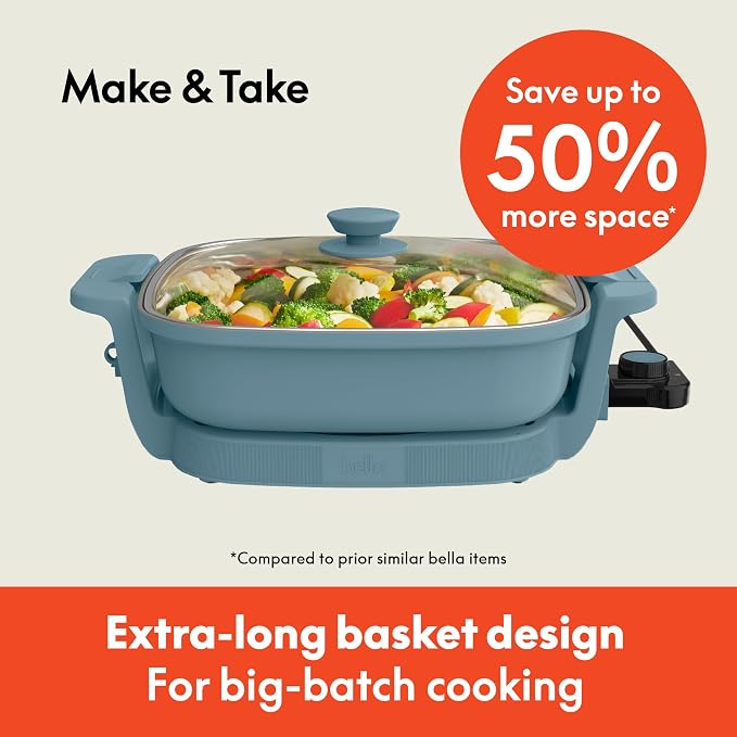 bella Fits-Anywhere™ SAUTE Make & Take Skillet, Non-Toxic, Ceramic, Surf