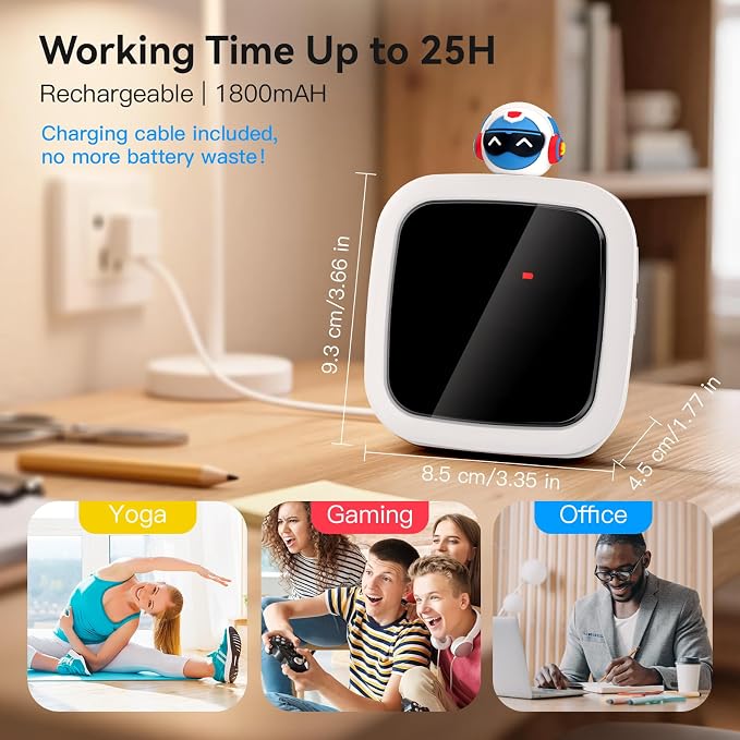 Digital Visual Timer for Kids, 99-Minute Countdown, Rechargeable | 19 Music Alarm, Pause Function, 9 Optional DIY Color Planet Display, Robot Doll, for Study, Homeschool, Kitchen