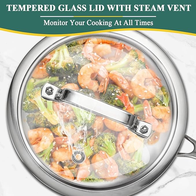 DELARLO Full-body Clad Tri-ply Stainless Steel 1 Quart Saucepan with Lid | Small Stainless Steel Pot Induction Cooking Sauce Pot Pan, Heavy Duty Saucier Cookware, Fast Even Heats, PFOA&PTFE Free