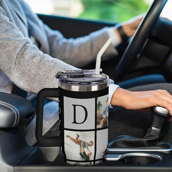 Personalized Tumbler Custom Vacuum Insulated Travel Mug Customizable Coffee Cup with Your Photos and Text Christmas Birthday Gift (Dad 02)