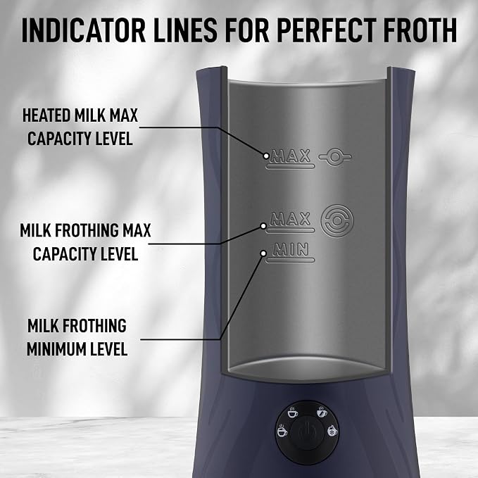 Zulay 4-in-1 Milk Frother and Steamer - Automatic Hot and Cold Foam Maker with Auto Shut Off & Temperature Control for Coffee, Latte, Cappuccino, Hot Chocolate - Navy