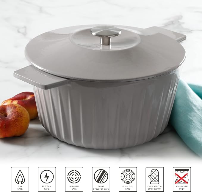 Martha Stewart Eastholm 3-Quart Enameled Cast Iron Dutch Oven - Grey