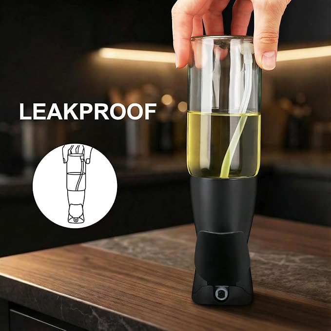 8.5oz Glass Oil Sprayer for Cooking - 1 Pack Refillable Olive Mister for Air Fryer Grilling Kitchen Gadget Black