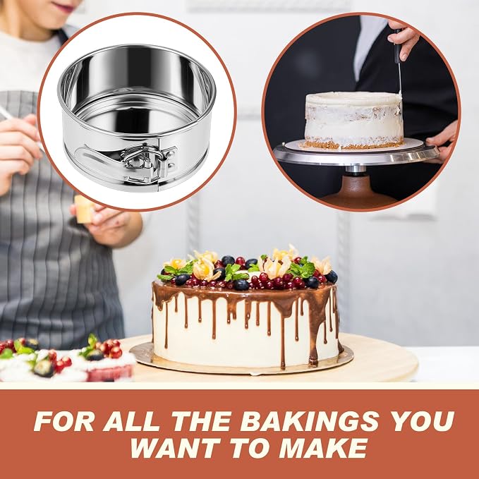 8 Pcs 4 Inch Springform Pan for Baking Mini Cheesecake Pans with Removable Bottom Nonstick Leakproof Round Cake Mold Spring Form Molds for Mini Cheesecake Pizza and Quiches (Stainless Steel)