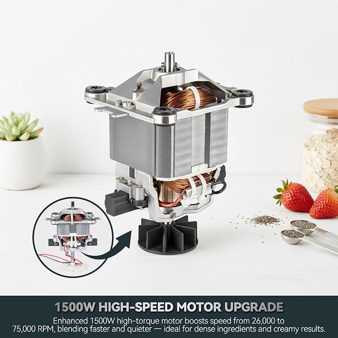 ASTRALSHIP 1500W Professional Glass Blender for Kitchen, Countertop High-Speed Smoothie Maker & Heating Nut Milk Machine - 14 Presets, 9 Speeds, BPA-Free Glass Jar for Hot Soups, Slushie