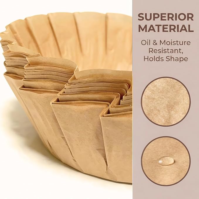 50 Pcs 4 Inch Disposable Parchment Paper Liners - Unbleached Non-Stick Greaseproof Baking Cups, Air Fryer Muffin Wrappers for Basque Cheesecake, Cupcake, Oven, Mini Cakes & Brownies by VERDYTEMTO