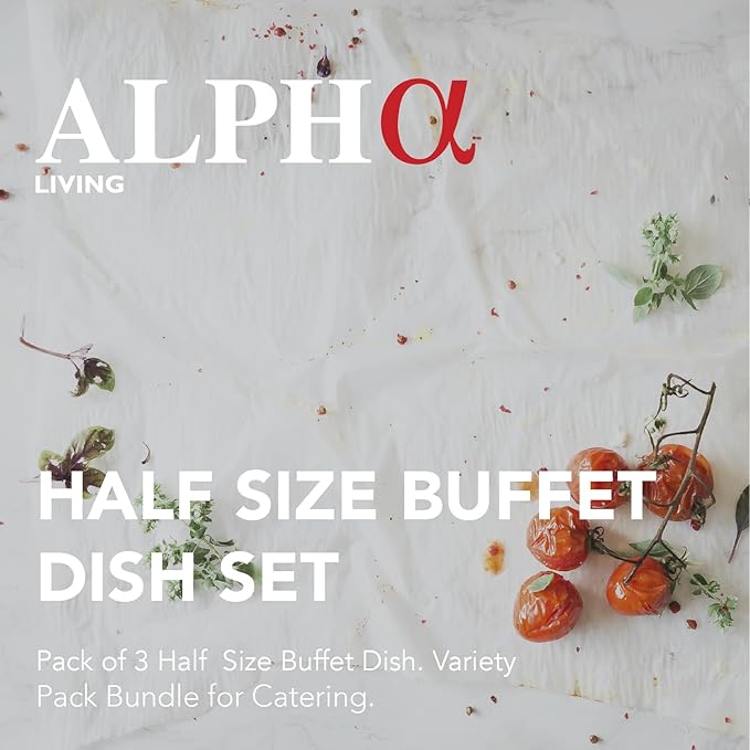 Alpha Living 3-Pack Disposable Chafing Dish Buffet Set with Fuel Cans | Food Warmers for Parties, Fuel Cans Complete Set, Half Size Pans, Warming Trays