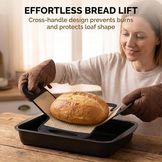 2-Pack 9x5 Nonstick Loaf Pan Set, Carbon Steel Bread Pan with Slings