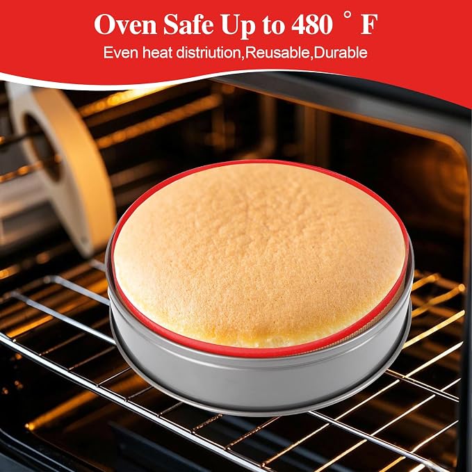 2 Packs Silicone Baking Mat for Springform Pan 9",Reusable Baking Mat Prevent Cake from Sticking to Bottom & Side,Food Safe Non-Stick Silicone Mat for Baking Easy Clean Oven Baking Sheet for Cake Pan