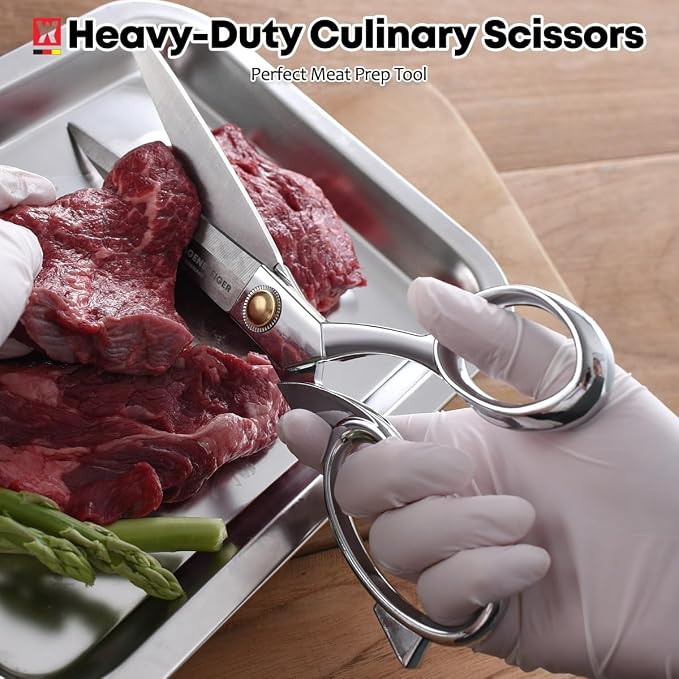 WAGENSTEIGER Stainless Steel Kitchen Scissors, Multi-Purpose Shears for Meat, Vegetables, Poultry & Seafood, Razor-Sharp Blades, Ergonomic Grip, Herb Stripper, Dishwasher Safe (Food Scissors 1601)