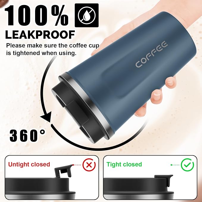 MOMSIV 17oz Travel Coffee Mug, Insulated Coffee Cup with Leakproof Lid | 6-Hour Heat Retention, 360°Leak proof, Vacuum Stainless Steel Double Walled, BPA-free, Reusable And To Go Coffee Mug