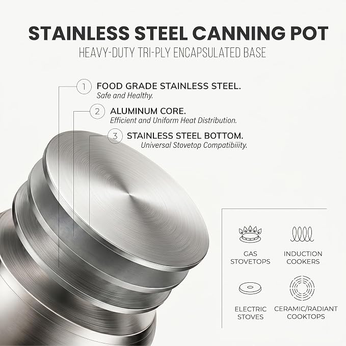 Canning Pot Water Bath Canner with Rack and Lid, 21.5QT Stainless Steel Stock Pot, Canning Supplies Starter Kit with Mason Jars, Tongs, Full Canning Accessories & Canning Tools Set for Beginners