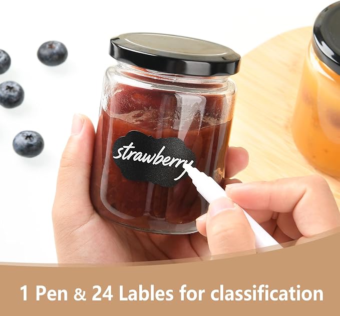 24Pack 12oz Glass Jars with Lids, 350ml Clear Candle Jars for Making Candles, Reusable & Dishwasher Safe Manson Canning Jar Bulk for Jam, Jelly, Honey, Pickles, Spice