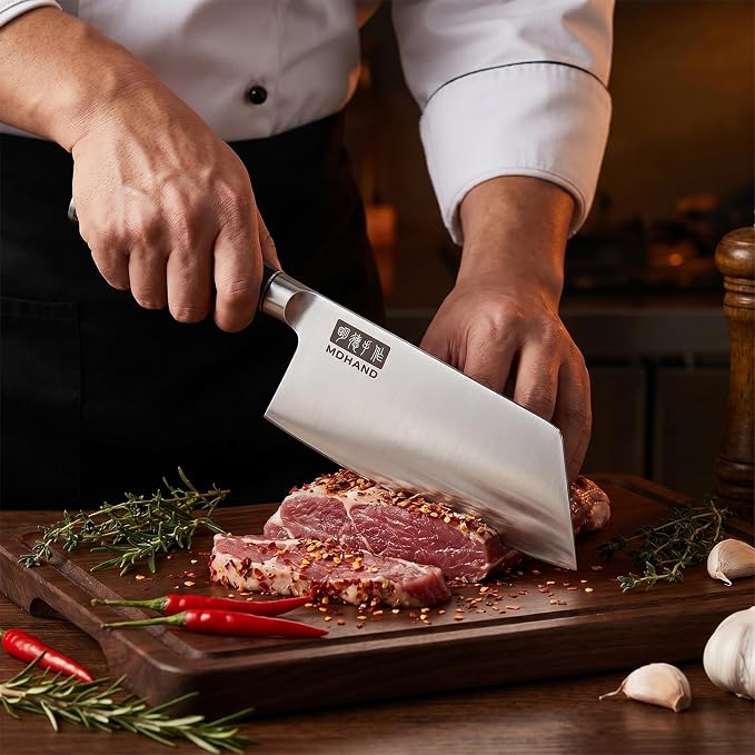 Cleaver Knife 7 Inch, Ultra Sharp Japanese Meat Cleaver Gift Box | High Carbon Stainless Steel Knives with Pakkawood Handle, Bone Chopper for Vegetable Meat, Home Kitchen, Dishwasher Safe