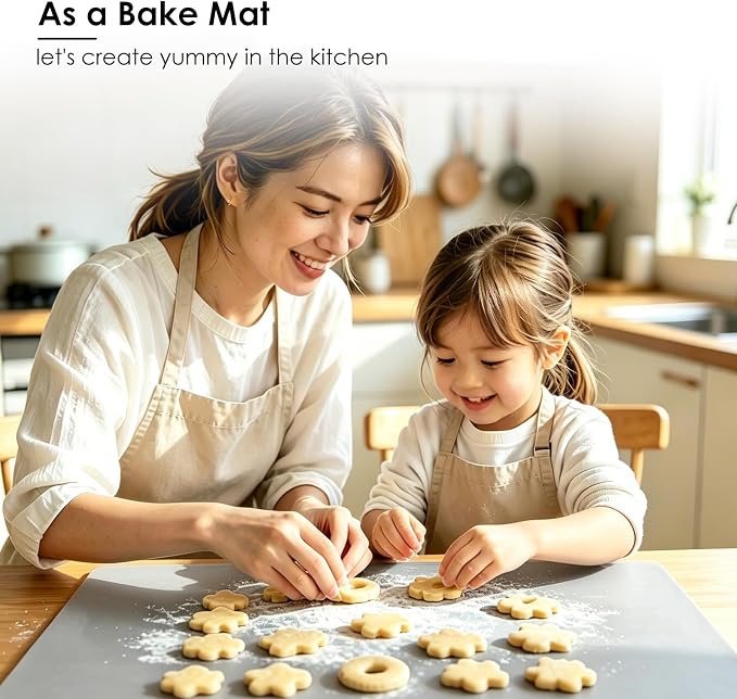 Silicone Heat Resistant Mats for Countertop, 27.5x19.6 In, Grey | BPA Free, Heat Resistant -40°F To 482°F, Versatile Mat for Dough Rolling, Kneading, Crafts, and Worktop Protection, Cuttable