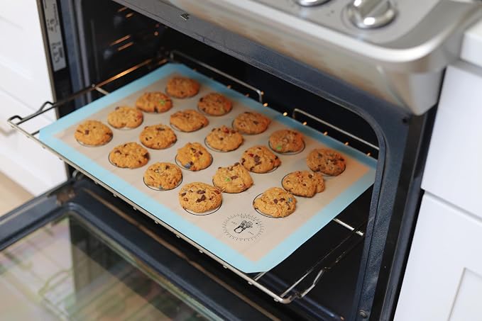 Macaron Baking Mat Silicone Non Stick, 3/4 Sheet Reusable Pack of 3 Blue | Non-Stick Macaron Mat for Easy Baking, Heat Resistant & Dishwasher Safe, Reusable & Eco-Friendly, For Cookies & More, 13x19”