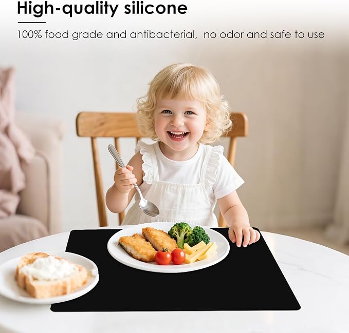Silicone Mat for Kitchen Worktop Protector, 23.6x15.7 In, Black | BPA Free, Heat Resistant -40°F To 482°F, Versatile Mat for Dough Rolling, Kneading, Crafts, and Worktop Protection, Cuttable
