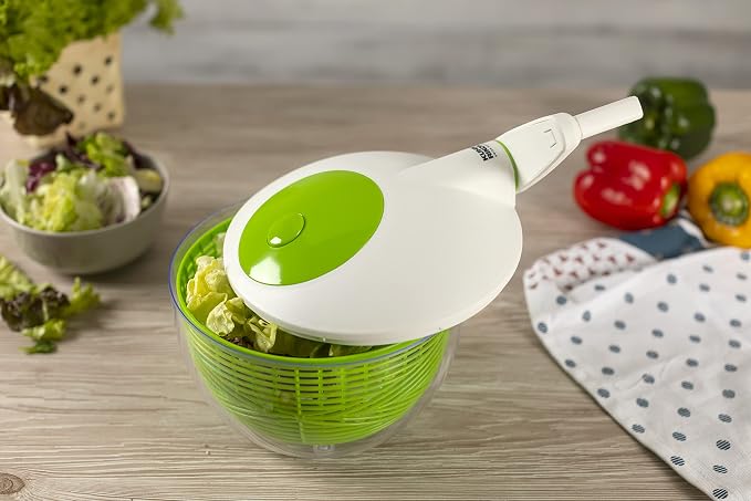 KUHN RIKON Salad Spinner with Side Handle and Instant-Stop Button, 21cm